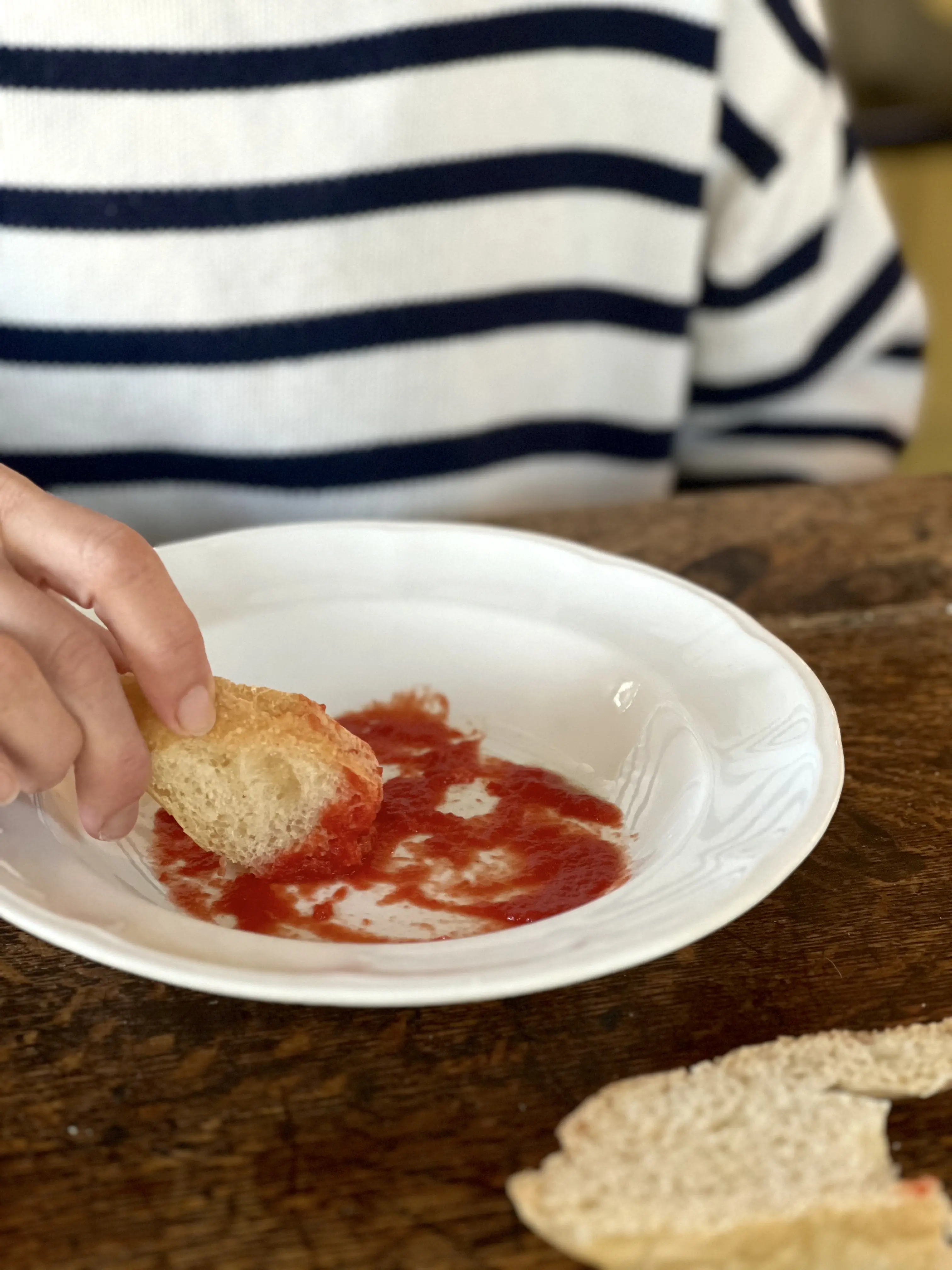 Tuscan bread dipped in sauce