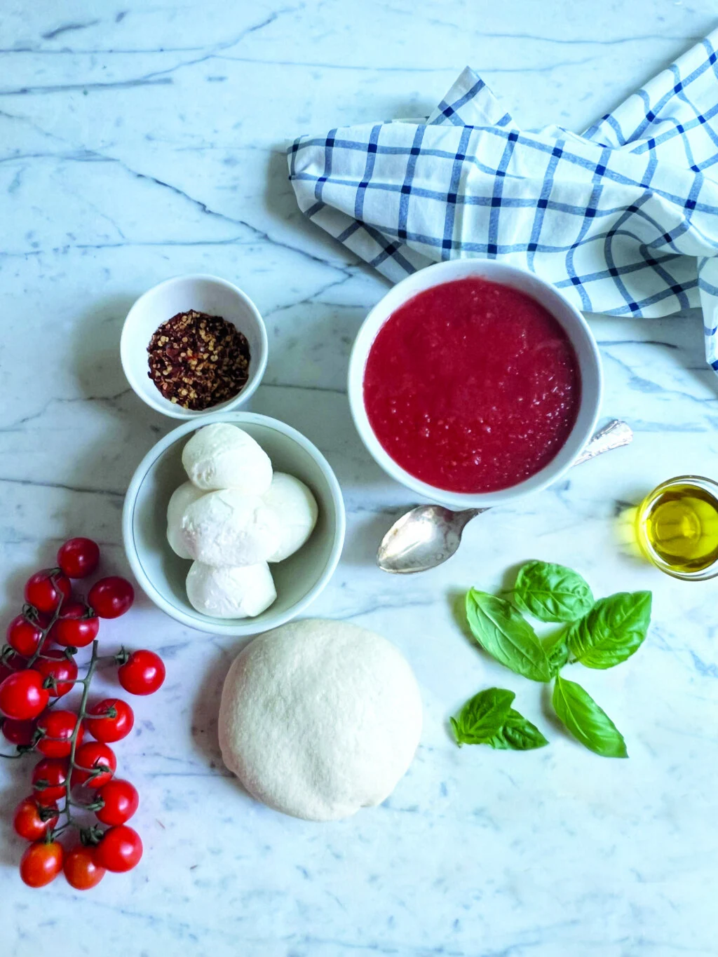 Ingredients for a New York-style pizza
